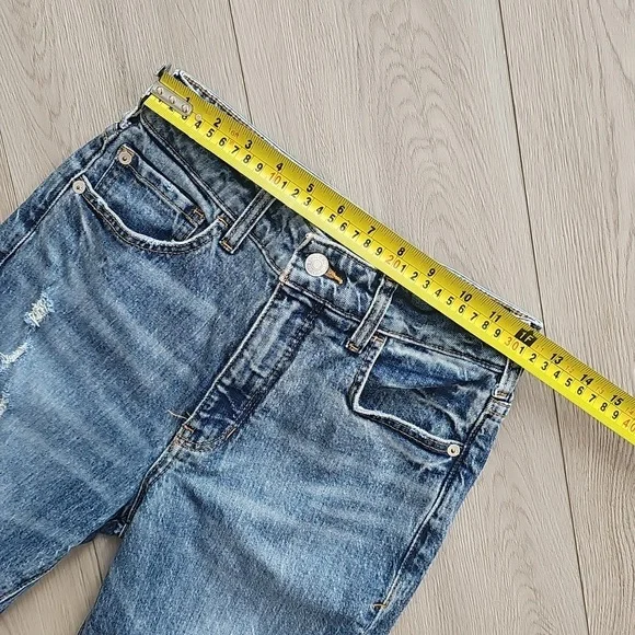 Anthropologie Pilcro The Vintage Straight Distressed Denim High Rise Jeans Sz 25 - Picture 12 of 16